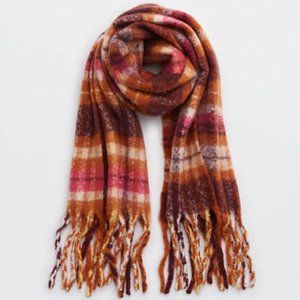 NWOT Aerie Plaid Brushed Heavyweight Scarf Purple